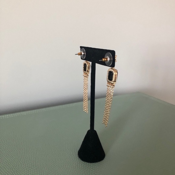 14th & Union Clear-Black-Gold long earrings - NEW - Picture 6 of 7